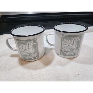 Red Shed~Stamp Enamel Mugs~Free Range~Royal Geese~Indiana~NWT